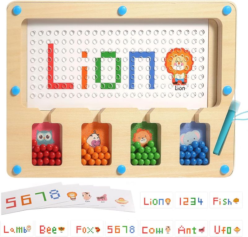 Photo 1 of ****USED** Magnetic Color and Number Maze Toys,Montessori Magnetic Board,Wooden Color Matching Learning Educational Toy with Letter Card, Activity Board Fine Motor Skills Toys for Girls Boys