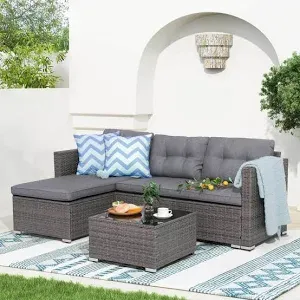 Photo 1 of ***Only partial set, missing another box*** 3-Piece Outdoor Sectional Set. Grey
