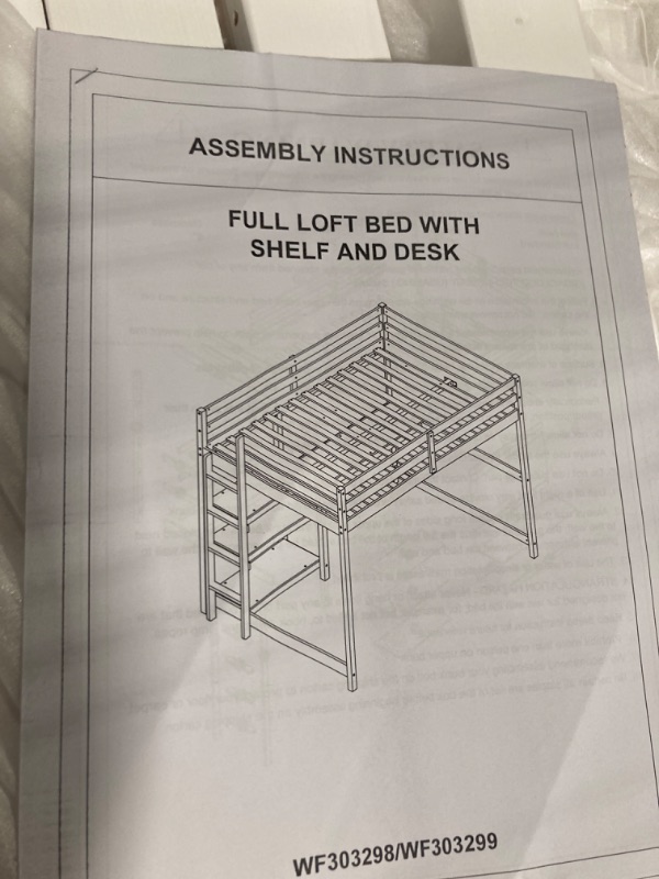 Photo 4 of ***Partial set box 1 of 2, missing box 2***  Full Loft Bed with Built-in Desk and Shelf for Kids Bedroom, White
***Stock photo is a similar item*** 