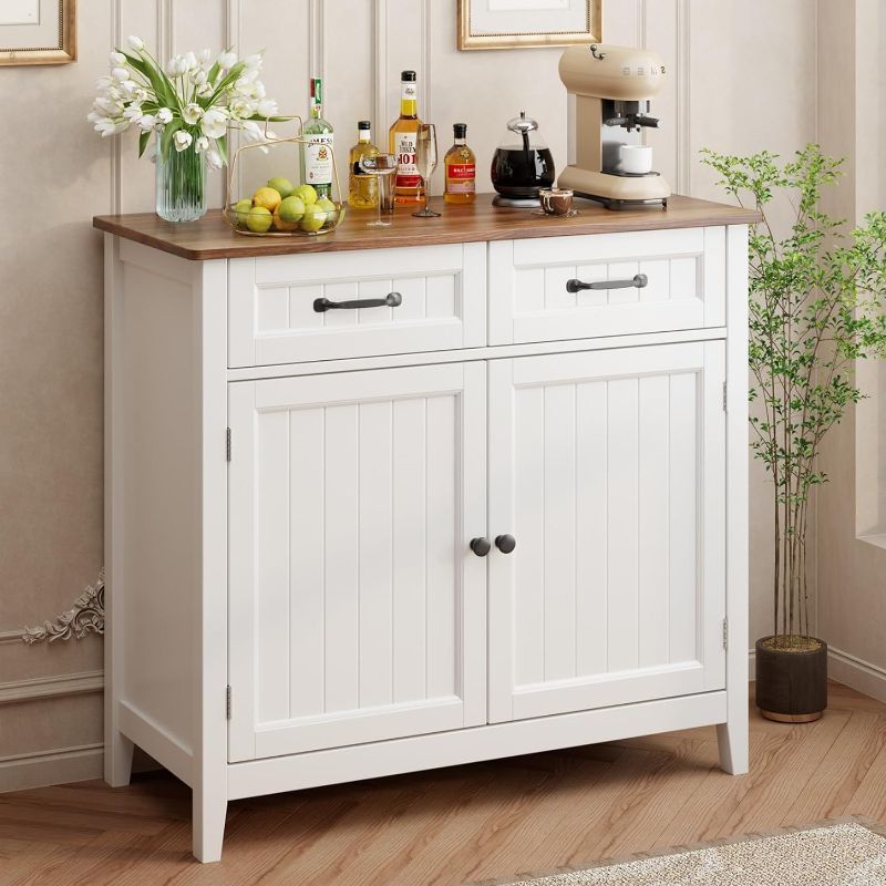 Photo 1 of  Kitchen Sideboard Buffet Cabinet Large Kitchen Storage Island and Adjustable Shelf, Modern Coffee Bar for Kitchen, Dining Room, Bathroom, Entryway, Retro
***Stock photo is a similar item, not exact*** 