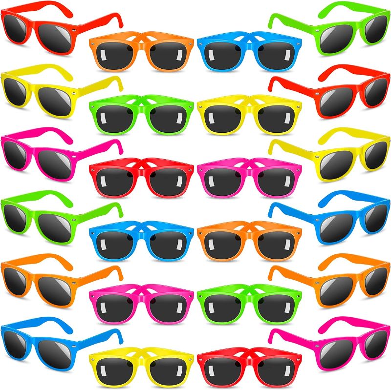 Photo 1 of 24 Pack Kids Sunglasses Party Favors,Sunglasses Bulk for Boys and Girls,Neon Sunglasses for Birthday Party Supplies,Beach Party Favors