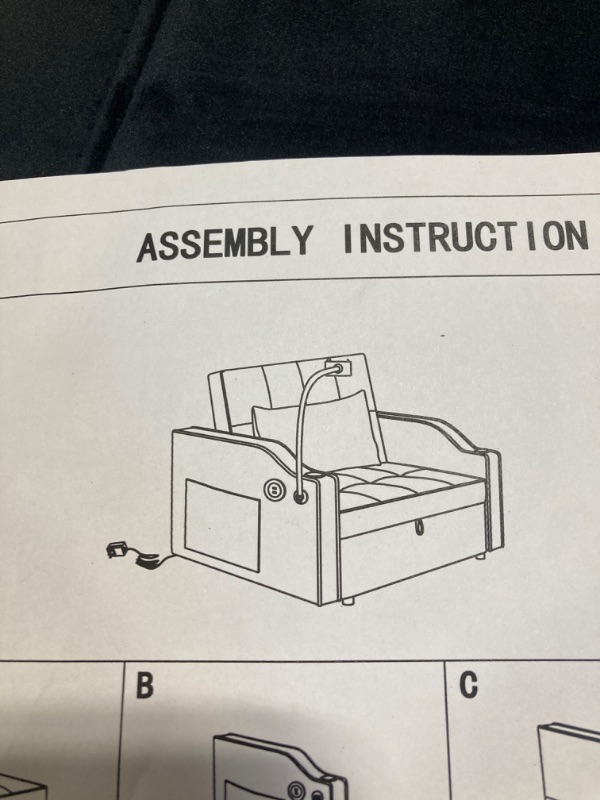 Photo 4 of ***Stock photo is a similar item, actual item shown in last photo*** Convertible Sleeper Sofa 3 in 1 Velvet Small Loveseat with Pull Out Bed, Reclining Backrest, Toss Pillows and Pockets, Futon Couches for Living Room Apartment Office