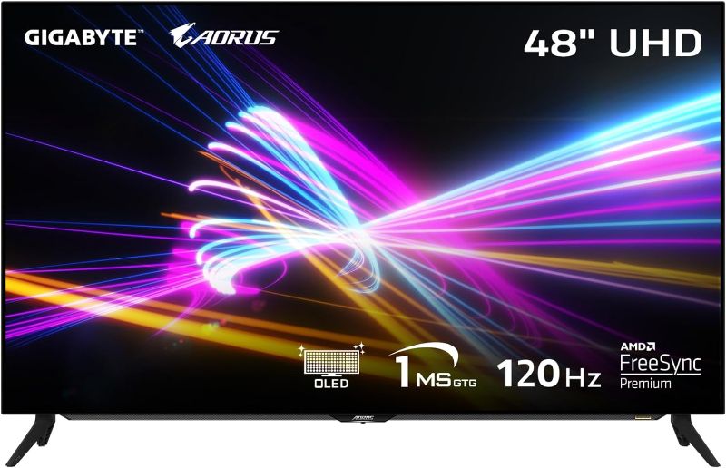 Photo 1 of AORUS FO48U 48" 4K OLED Gaming Monitor, 3840x2160 , 120 Hz Refresh Rate, 1ms Response Time (GTG), 1x Display Port 1.4, 2x HDMI 2.1, 2x USB 3.0, with USB Type-C, Space Audio