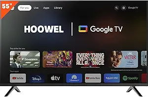 Photo 1 of 55 Inch Smart TV Ultra HD 4K LED Google TV,Google Assistant Built-in with Voice Remote, Slim Design Compatible with Bluetooth Supports Wireless Connection