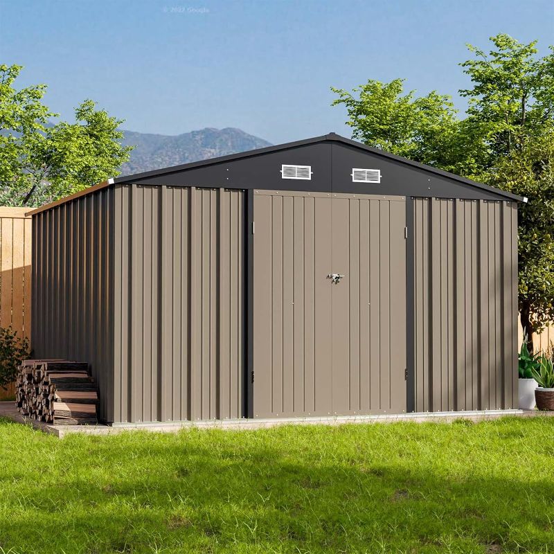 Photo 1 of ***product similar to the original photo*** GARDEN SHED 10 x 8 FT Outdoor Storage Shed, Large Garden Tool Metal Shed with Sloping Roof and Double Lockable Door, Outdoor Shed for Backyard Garden Patio Lawn