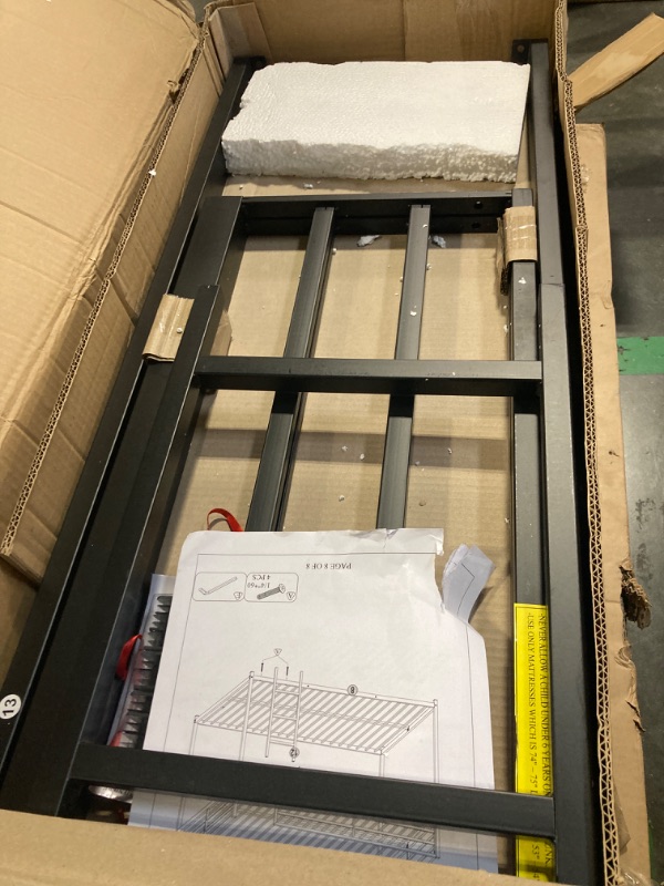 Photo 5 of ***SEE MEASUREMENTS IN THE PHOTO OF THE BOX*** Full Over Full Metal Bunk Bed, Low Bunk Bed with Ladder and Safety Guardrail for Bedroom Dorm, No Spring Box Needed (Black)