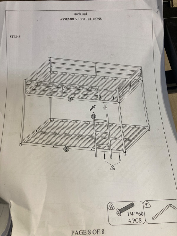 Photo 4 of ***SEE MEASUREMENTS IN THE PHOTO OF THE BOX*** Full Over Full Metal Bunk Bed, Low Bunk Bed with Ladder and Safety Guardrail for Bedroom Dorm, No Spring Box Needed (Black)