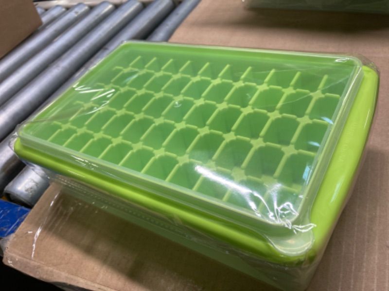 Photo 2 of ****USED***PLASTIC** Ice Cube Tray with Lid and Storage Bin 55 Ice Cube Molds with Scoop Flexible and Easy Release Ice Box Container for Freezer BPA Free for Whiskey, Cocktail, Beer, Coffee, Juice