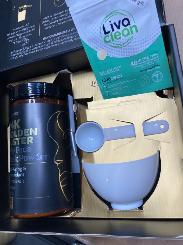 Photo 2 of ***DAMAGE ON THE BOX*** LivaClean Jelly Mask - 33 Fl Oz, 24K Gold Jelly Mask Powder w/Bowl & Spatula, Jelly Face Mask, Jelly Masks for Facials Professional & Home, Hydrojelly Mask, Jelly Spa, Vajacial Mask