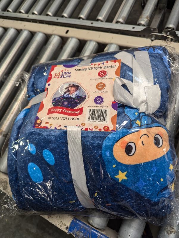 Photo 1 of 4 Little Stars LED Light Blanket - Light Throw Blanket - Light Up Blanket - Glow in The Dark Blanket for Adult and Kids - Luminous Blanket - Soft Kids Blanket - 61'' × 53.5''/155 × 135 cm - Blue