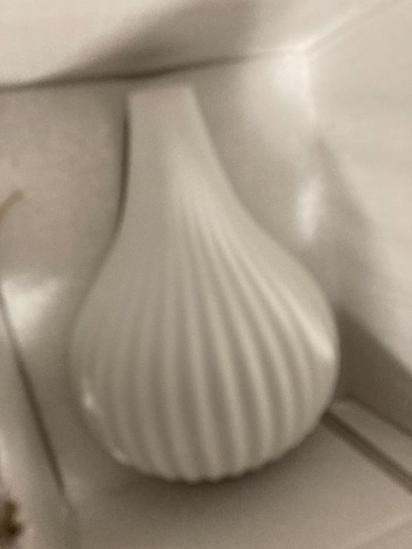 Photo 3 of ***USED** Small White Vase Decor 1 PCS, White Ceramic Bud Vase for Modern Home Decor, Cute Vase for Flowers, Centerpieces for Living Room, Shelf, Table, Mantel and Entryway Living Room Decor