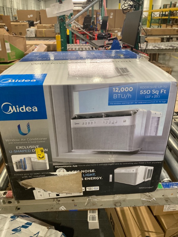 Photo 2 of ****Error code EH61//SOLD AS PARTS ALL SALES FINAL**** 
Midea 12,000 BTU U-Shaped Smart Inverter Air Conditioner–Cools up to 550 Sq. Ft., Ultra Quiet with Open Window Flexibility, Works with Alexa/Google Assistant, 35% Energy Savings, Remote Control 12000