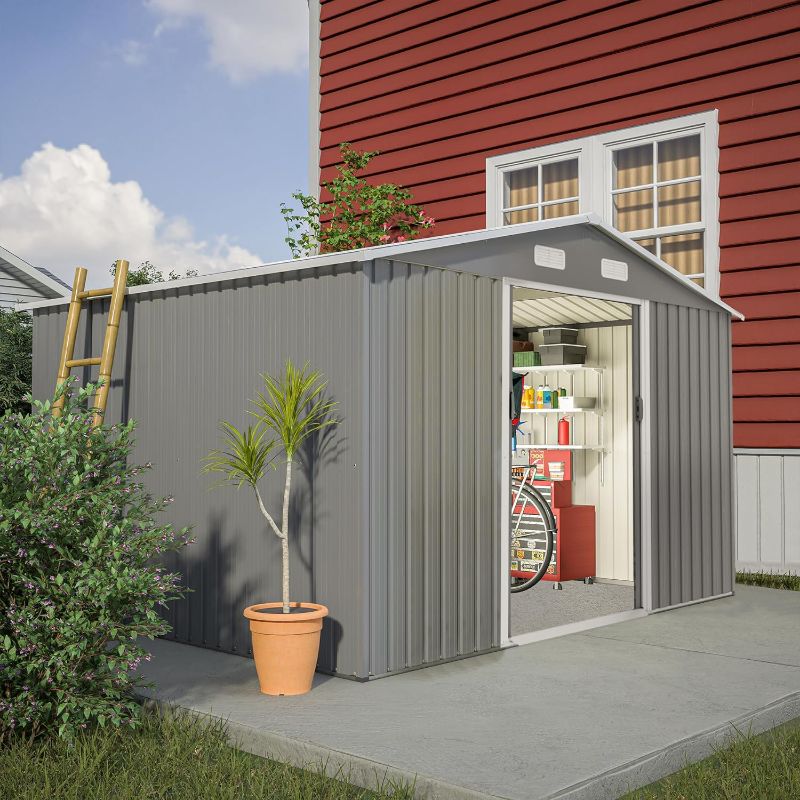 Photo 1 of ***NOT EXACT COLOR***
10' × 8' Metal Outdoor Storage Shed with Door & Lock, Waterproof Garden Storage Tool Shed,Tiny House Utility and Tool Storage for Garden, Backyard?10FT x 8FT Storage Shed Large
