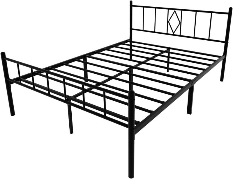 Photo 1 of 14 Inch Bed Frame Full Size with Headboard and Footboard, Heavy Duty Metal Platform Full Bed Frame, Under Bed Storage Space, Steel Slat Support, No Box Spring Needed, Easy Assembly, Black ***STOCK PHOTIO SIMILAR ITEM***