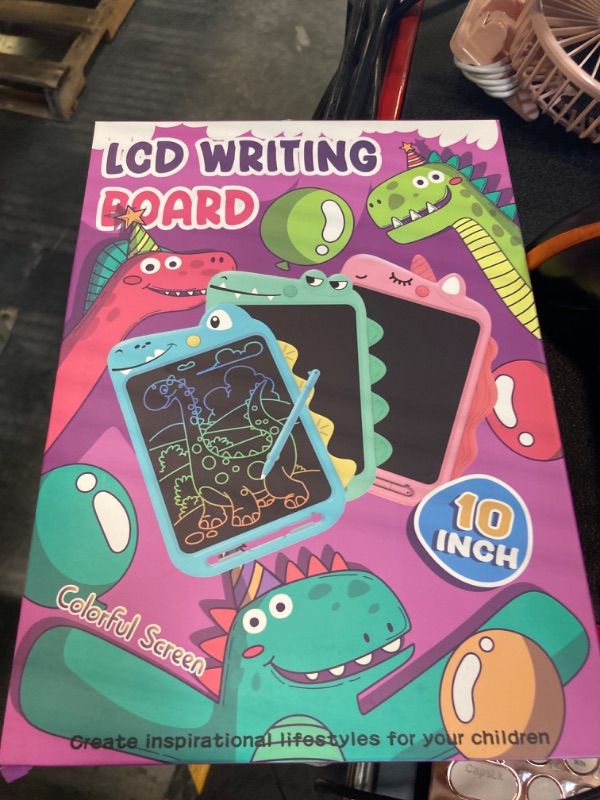 Photo 2 of Cartoon LCD Writing Tablet,10 inch Drawing Doodle Board with Colorful Screen, Erasable Reusable Graffiti Handwriting Tablet for 3-8 Y+ Boys Girls Gifts for Toddler Educational Learning Travel 10 inch Green Crocodile