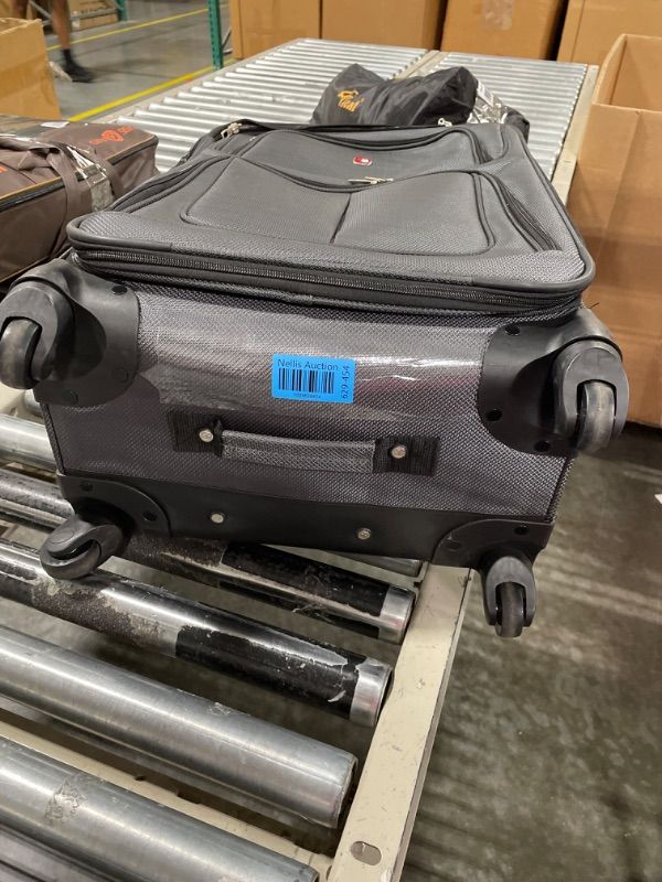 Photo 3 of ****USED, HANDLE DOES NOIT LIFT***
 SwissGear Sion Softside Expandable Roller Luggage, Dark Grey, Carry-On 21-Inch Carry-On 21-Inch Dark Grey