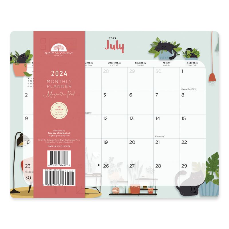 Photo 1 of 2 Pack Bright Day Calendars 2023-2024 Magnetic Refrigerator Calendar Wall Calendar Pad by Bright Day, 18 Month 8 x 10 Inch, July 2023-December 2024, Cats
