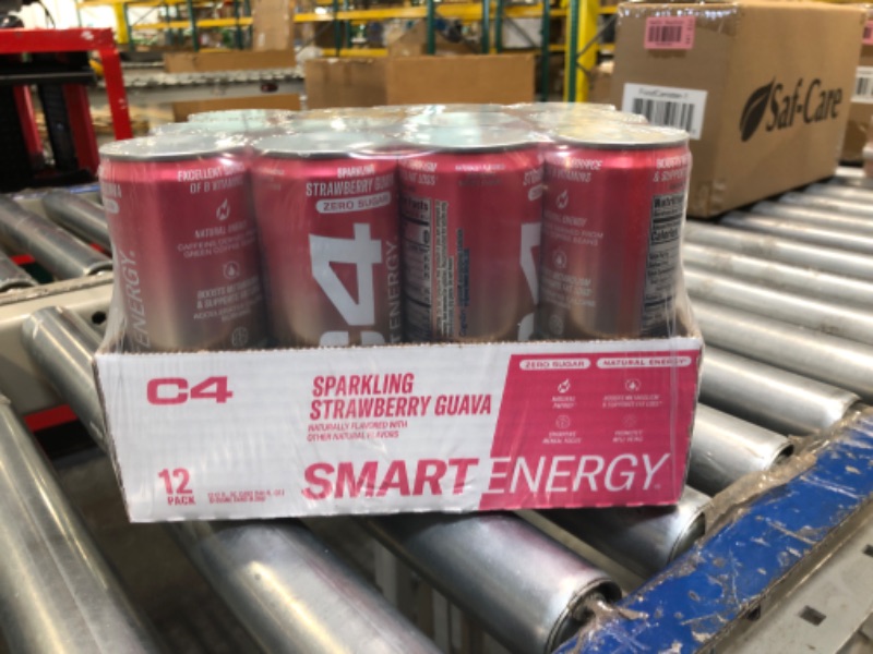 Photo 2 of C4 Smart Energy Drink - Sugar Free Performance Fuel & Nootropic Brain Booster, Coffee Substitute or Alternative | Strawberry Guava 12 Oz - 24 Pack Strawberry Guava 12 Fl Oz (Pack of 24)