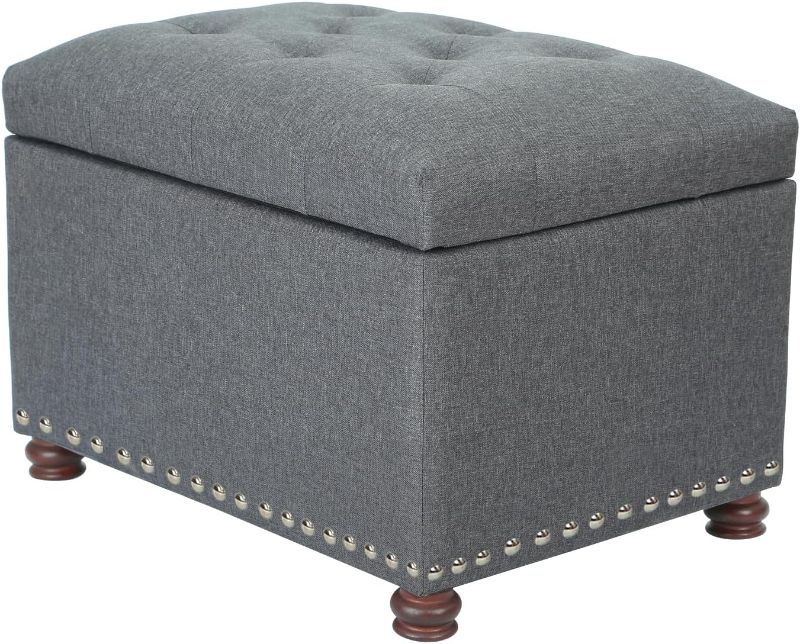 Photo 1 of ***NOT EXACT***
Fabric Ottoman with Storage Rectangle Foot Rest Ottomans Stool for Bedroom Living Room(Gray)