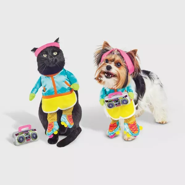 Photo 1 of ***USED** 2 Pack Halloween Retro Skater Dog and Cat Frontal Costume with Boombox Toy - Hyde & EEK! Boutique™ size xs,s,s