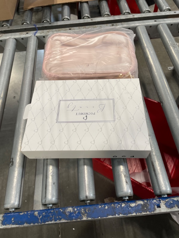 Photo 1 of ***USED***Pocmimut Makeup Bag,PU Leather Large Clear Makeup Bag Double Layer Travel Makeup Bag with Make Up Brush Bag Travel Essentials Organizers(Pink) Large Pink