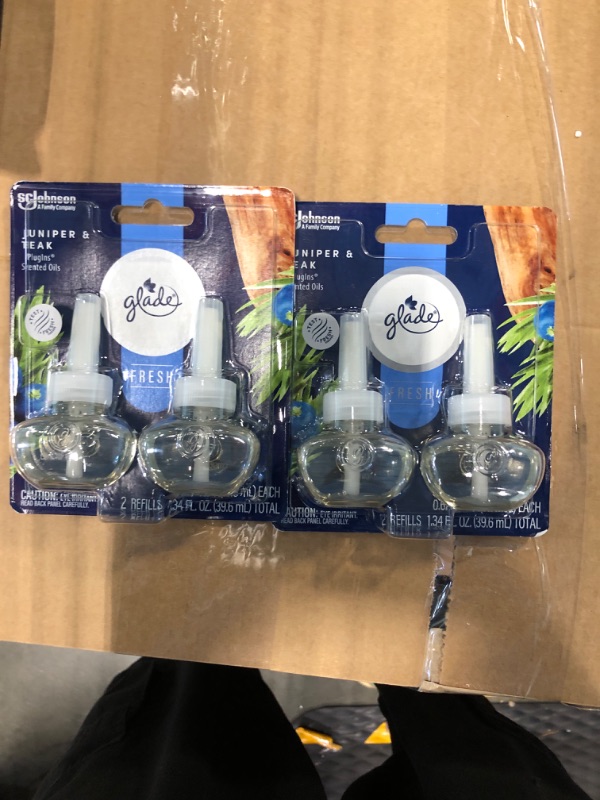 Photo 2 of *** 2 COUNT  ***Glade PlugIns Refills Air Freshener, Scented and Essential Oils for Home and Bathroom, Juniper & Teak, Fresh Collection 1.34 Fl Oz, 2 Count