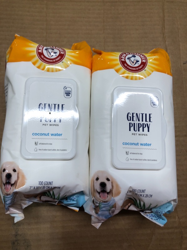 Photo 2 of **** 2 PCKS ****    Arm & Hammer for Pets Gentle Puppy Bath Wipes, Coconut Water | All Purpose Puppy Cleaning Wipes Remove Odor & Refresh Skin for Pets | Gentle Tearless, 100 Count Pack of Pet Wipes Puppy Wipes 100 Count (Pack of 1)