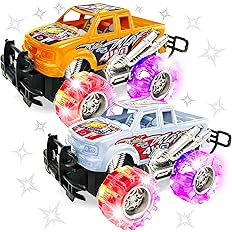 Photo 1 of *** 2 box  *****ArtCreativity Orange and White Light Up Monster Truck Set for Boys and Girls, Set includes 2, 6 Inch Monster Trucks with Beautiful Flashing LED Tires, Push n Go Toy Cars, Best Gift for Kids Ages 3+