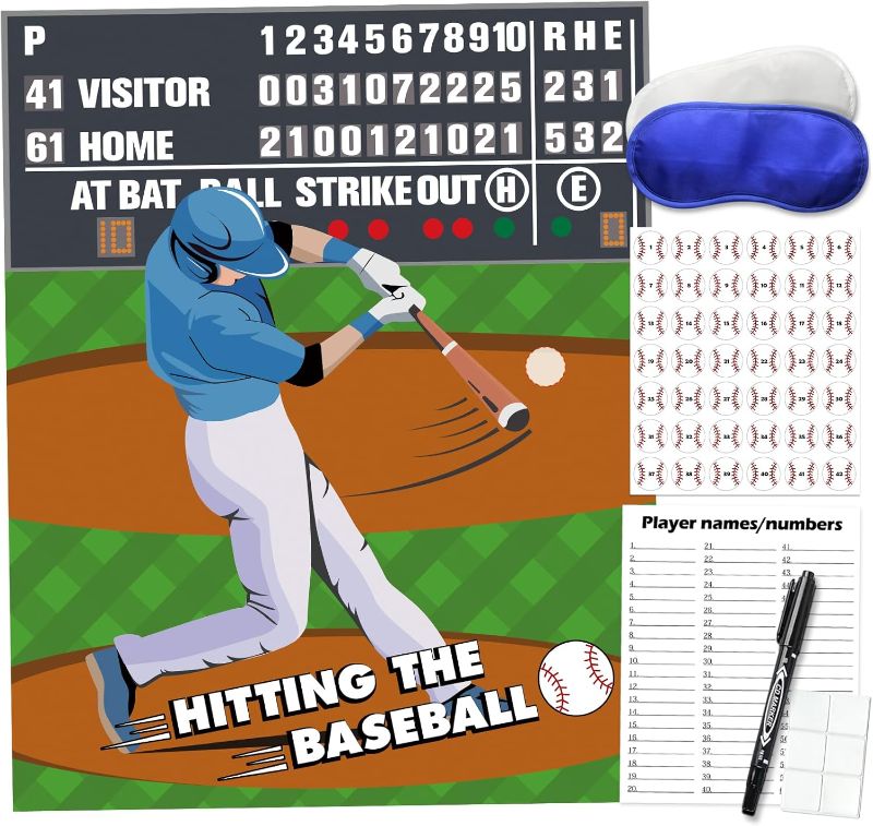 Photo 1 of 
PARTYLOUD Baseball Party Games, Pin The Baseball on The Bat, Baseball Themed Party Games Activities Party Toddlers Preschool Party Supplies Favors for KidS 6 UNID 