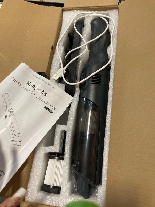 Photo 1 of ***used***KANPETS Handheld Vacuum Cordless, Lightweight 1.4lb with Powerful Suction, Charging Dock, Single Touch Empty and Detachable Dust Cup, Portable Mini Car Vac for Home Pet Car, Steel Gray