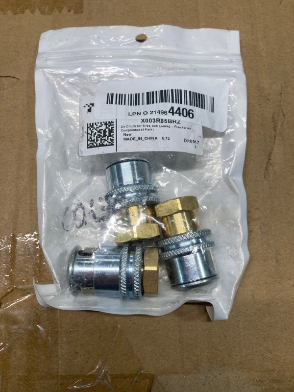 Photo 2 of ***Missing One, Only 3*** 
Air Chuck for Tires, Anti Leakage Lock on Air Chuck 1/4'' FNPT Locking Tire Inflator Chuck Quick Connector Lock Air Chuck Heavy Duty Brass Tire Chuck Closed Flow for Air Compressor (4 Pack)