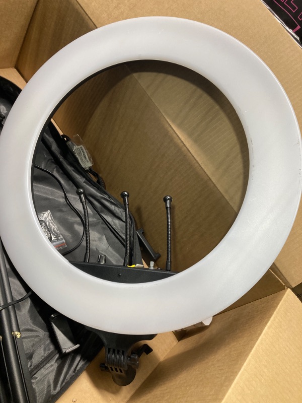 Photo 3 of 22" LED Ring Light, with 75" Tripod/LCD Display/3+1 Phone Clips/ 2 USB Ports/Wireless Remote, Adjustable 2600K-6500K Color Temperature, for YouTube Facebook Live TikTok Video Recording Vlog