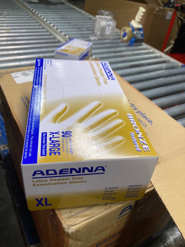 Photo 2 of Adenna Bronze 5 mil Latex Powder Free Exam Gloves (White, Medium) Box of 90 SIZE XL