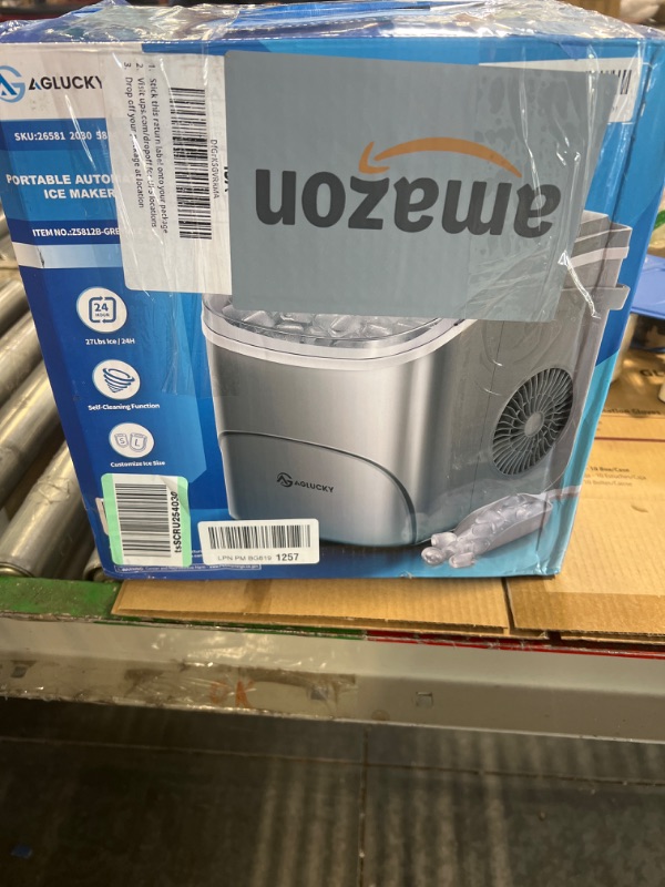 Photo 2 of AGLUCKY Ice Makers Countertop with Handle,26.5Lbs/24H,9 Cubes in 6 Mins,2 Sizes of Bullet Ice,Portable Ice Maker Machine with Self-Cleaning,Perfect for Home Kitchen(Grey)