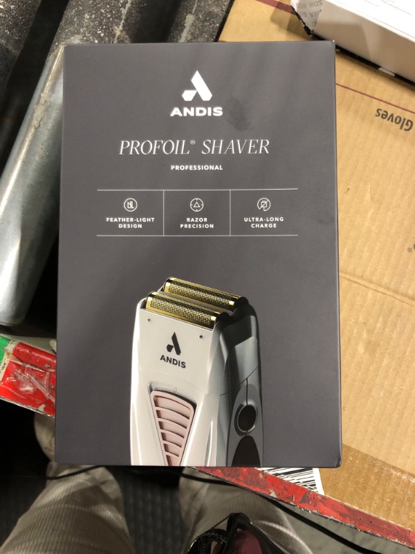 Photo 2 of Andis TS-1 17235 Pro Foil Lithium Titanium Foil Shaver, Cord/Cordless, Smooth Shaving Cordless Shaver with Charger, Gray