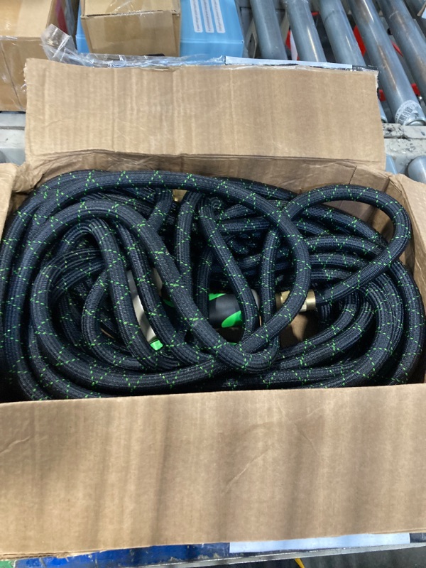 Photo 3 of ****USED*** PowerFlow Garden Hose, NON-EXPANDABLE 75 Feet Premium Quality Stainless Steel Metal Water Hose with Durable Fabric Skin, Hose For Commercial, Residential Use, Bonus 10-way Spray Nozzle (75 Ft, Black) 75 Feet Black