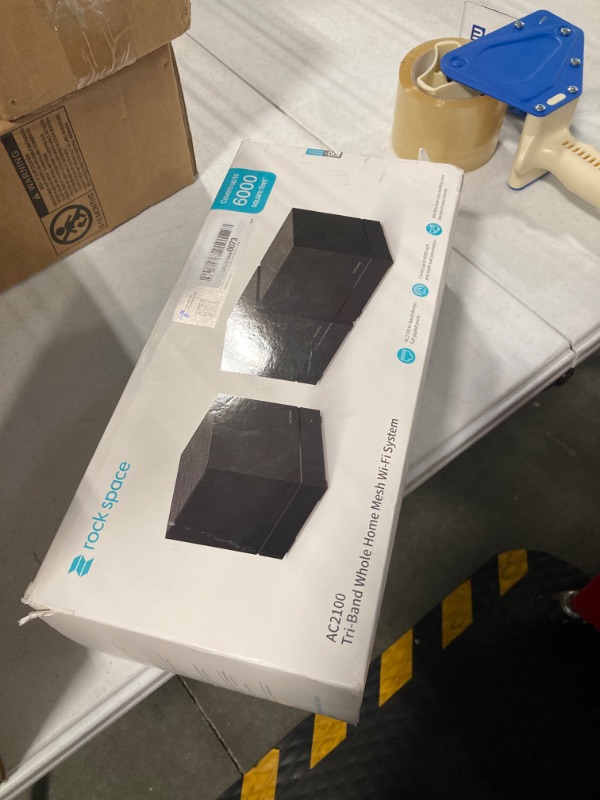 Photo 2 of ***used***Tri-Band Mesh WiFi System, up to 6000 sq. Ft Whole-home Coverage, Router & Extender Replacement w/ 9 Gigabit Ethernet Ports, High-Performance Mesh WiFi Network Covers 8+ Rooms and 100+ Devices- 3 Pack