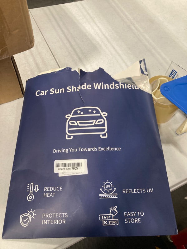 Photo 2 of ***used***Windshield Sun Shade for Ford Escape 2013-2019 Double Layer 240T Front Window Shade Custom Fit Sun Visor Foldable Shade Blocks UV Rays Summer Must Have Car Accessories (Escape 2013-2019)