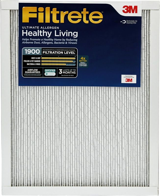 Photo 1 of  MERV 13, MPR 1900, Premium Allergen, Bacteria & Virus Filter, 3-Month Pleated 1-Inch Electrostatic Air Cleaning Filter, 2-Pack, 31 x 28 x 4 