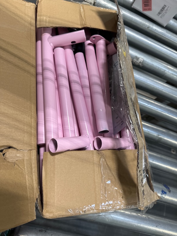 Photo 1 of Calmootey Double Rod Clothing Garment Rack,Rolling Hanging Clothes Rack,Portable Clothes Organizer for Bedroom,Living Room,Clothing Store,Pink