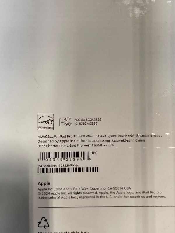 Photo 3 of ***MISSING CHARGER**
Apple iPad Pro 11-Inch (M4): Built for Apple Intelligence, Ultra Retina XDR Display, 512GB, 12MP Front/Back Camera, LiDAR Scanner, Wi-Fi 6E, Face ID, All-Day Battery Life — Space Black