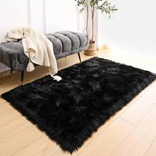 Photo 1 of black faux fur area rug