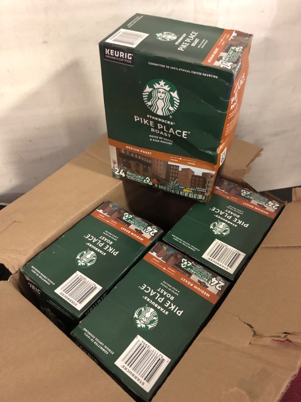 Photo 2 of expdate 01/2024  Starbucks K-Cup Coffee Pods, Medium Roast Coffee, Pike Place Roast for Keurig Brewers, 100% Arabica, 4 boxes (96 pods total) Pike Place 24 Count (Pack of 4) 
