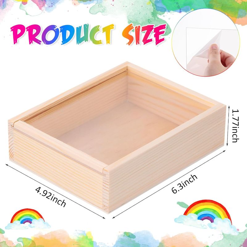 Photo 1 of 1 Pcs Unfinished Wood Box with Lid , 6.3 x 4.9 x 1.8 Inch Small 