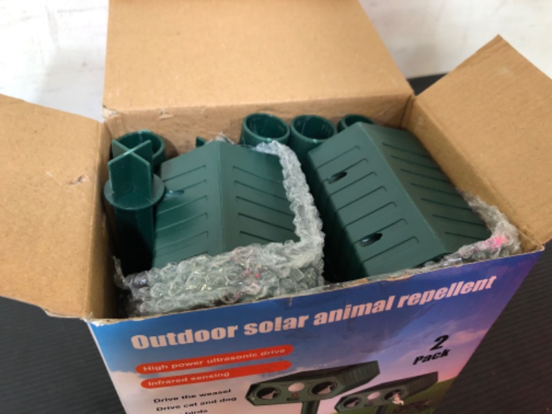 Photo 2 of  2-PACK  Outdoor Solar Animal Repeller Deterrent Waterproof Green 
