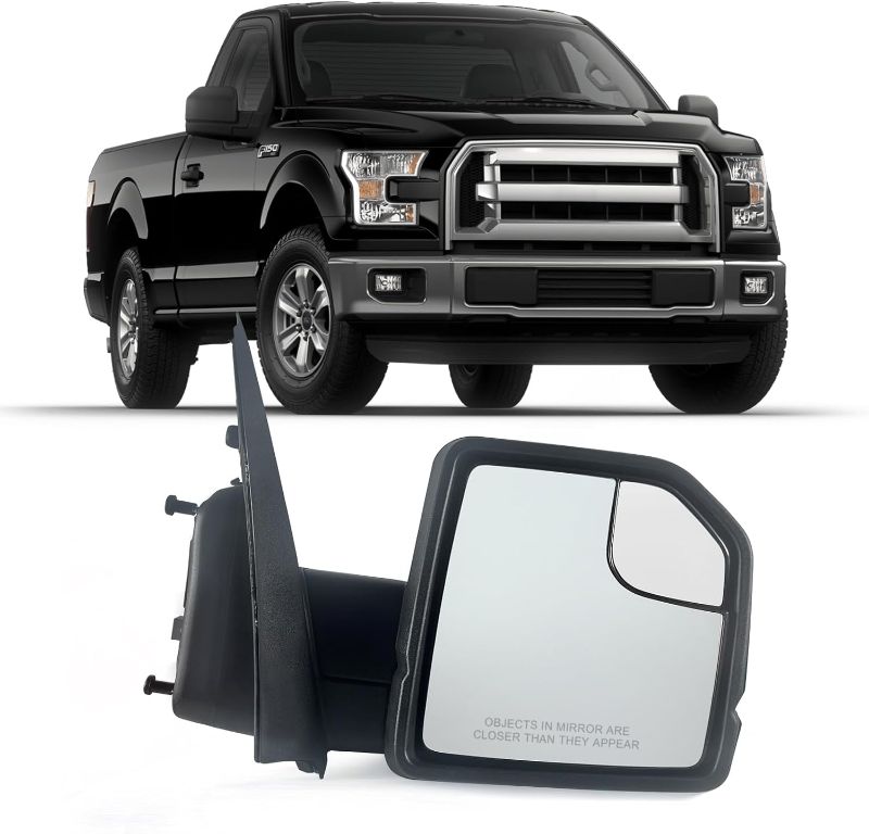 Photo 1 of 1pc---Right Passenger side Mirror with Power Glass,Heated, Puddle Lights,Clearnce Lamp and Manual Folding Fits 2015-2020 Ford F150 Replace FL3Z17682DC (9 Pins) Right 9 Pins