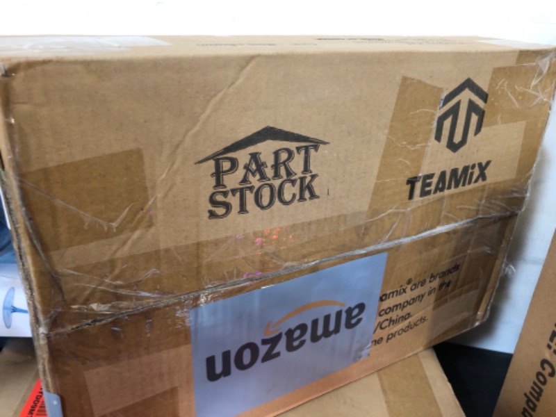 Photo 1 of TEAMIX 2 Tiers Desktop Monitor Stand Riser 20 Inch Printer Stand with Storage Small TV Riser Laptop Wooden Desk Organizer Shelf Bookshelf (Black+Brown, 2 Tiers) Black+brown 2 tiers