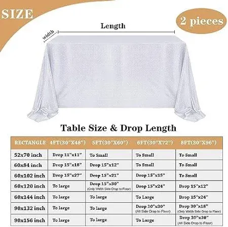 Photo 1 of 1pc Fitable Silver Sequin Tablecloth for Parties -  90x132 Inch - Sparkle Glitter \