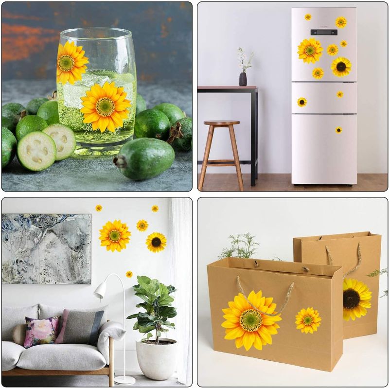 Photo 4 of  54 Pcs 3D Sunflowers and Butterfly Wall Stickers Decor - Large Sunflower Wall Decals Peel and Stick Yellow Flowers Stickers for Home Kitchen Bedroom Bathroom Living Room Decorations
