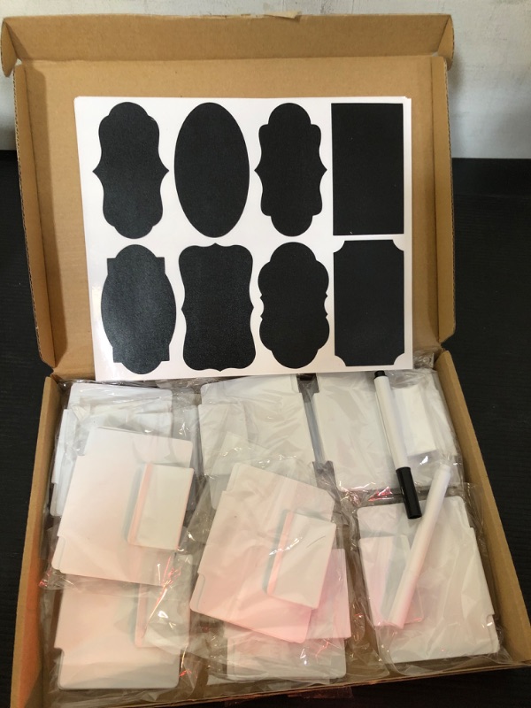 Photo 1 of Chinco Labels Clip for Storage Bin, 22Pcs PVC Kitchen Bin Labels with 5 Sheets Chalkboard Labels & 2 Chalk Markers (White)